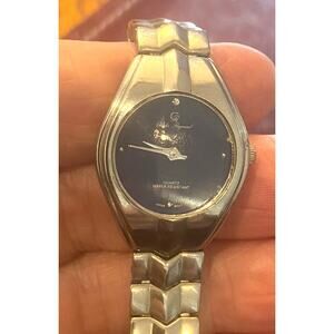 Women's silver Tone 25mm Charles Raymond Watch, Black Face